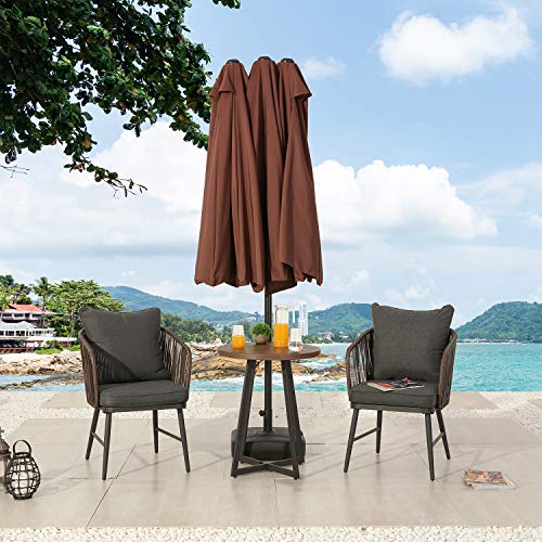 Festival Depot 14.7 ft Patio Umbrella Outdoor Large Twin Umbrella Double-Sided Ventilation Sun Canopy Market Umbrella with Aluminum Pole Handle Crank Without Base for Garden, Poolside, Deck