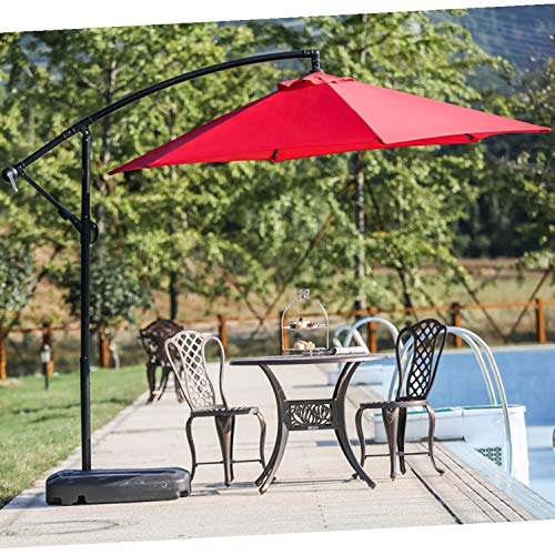 Festival Depot Outdoor Patio Umbrella Offset Cantilever Hanging Sun Umbrella with Hand Crank and Water Base/Stand for Pool Porch Deck Market Lawn