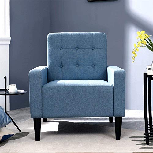 Festival Depot 1 Piece Indoor Modern Fabric Furniture Accent Arm Chair Single Sofa for Living Room Bedroom with Hand-Crafted Button Tufting Details and Deep Seat,30.7" x 30.7" x 35"