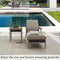 Festival Depot Patio Side Table Metal Bistro Table in Square Shape with Rattan Wicker Outdoor Furniture for Porch Deck Grey (22.5"x22.5"x21.9"H)