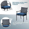 Festival Depot 5 Piece Patio Furniture Set 4 Outdoor Wrought Iron Dining Chairs with Thick Seat Cushions and Square Metal Table with 2.16" Umbrella Hole for Garden Yard Deck