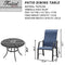 Festival Depot 5 Pieces Patio Dining Set of 4 Armrest Dining Chair with Textilene Fabric and 1 Round Wrought Iron Table with 2.04" Umbrella Hole Outdoor Furniture for Backyard Deck Garden