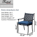 Festival Depot 4 Piece Outdoor Patio Furniture Outdoor Wrought Iron Dining Chairs Set for Porch Lawn Garden Balcony Pool Backyard with Arms and Cushions (4Pcs)