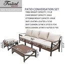 Festival Depot 6 Pieces Patio Conversation Set Outdoor Furniture Sectional Sofa with All-Weather Brown PE Rattan Wicker Back Chair, Coffee Table, Ottoman and Thick Soft Removable Couch Cushions