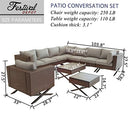 Festival Depot 10pcs Outdoor Furniture Patio Conversation Set Sectional Corner Sofa Chairs with X Shaped Metal Leg All Weather Brown Rattan Wicker Square Side Coffee Table with Grey Seat Back Cushions