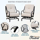 Festival Depot 2 of Outdoor Patio Dining Chairs with Blue Cushions Set Premium Fabric Metal Frame Furniture Set Garden Bistro Seating Chair Thick&Soft Cushions (2pc Dining Chairs)