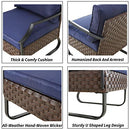 Festival Depot 4 Pieces Patio Furniture Set, All-Weather PE Rattan Wicker Metal Frame Sofa Outdoor Conversation Set Sectional Couch with Cushion and Coffee Table for Deck Poolside (Blue)