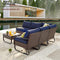 Festival Depot 6 Pieces Patio Conversation Sets Outdoor Furniture Sectional Corner Sofa with All-Weather PE Rattan Wicker Back Chair, Coffee Side Table and Soft Removable Couch Cushions (Blue)