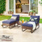 Festival Depot Patio Ottoman Footstool Outdoor Bistro Furniture with Premium Fabric Soft Cushion Wicker Rattan Square with U Shaped Slatted Steel Legs Foot Rest for Garden Yard Lawn All-Weather