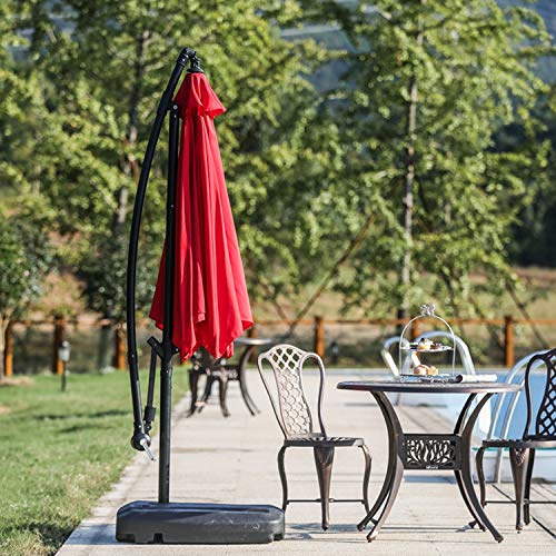 Festival Depot Outdoor Patio Umbrella Offset Cantilever Hanging Sun Umbrella with Hand Crank and Water Base/Stand for Pool Porch Deck Market Lawn