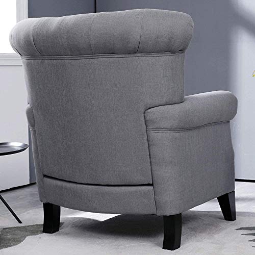 Festival Depot 1 Piece Indoor Modern Fabric Furniture Accent Arm Chair Single Sofa for Living Room Bedroom with Hand-Crafted Button Tufting Details and Thick Cushions,29.3" x 28.7" x 39.6"