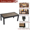 Festival Depot Metal Outdoor Side Table Patio Bistro Dining Table Wood-Like Aluminum-Plastic Table Top with Steel Legs