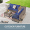 Festival Depot Patio Conversation Set, PE Wicker Four-Seater Corner Conjoined Storage Box Sofa Set, All-Weather Outdoor Furniture with Cushions Rattan Coffee Table for Backyard Garden Indoor (Blue)