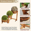 Festival Depot Patio Outdoor Planter Rustic Tri-Tier Wooden Flower Pot Shelf with Buckets Garden Decorative Barrel Stand for FD15113 FD15113
