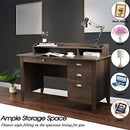 Festival Depot 53" Home Office Desk Writing Computer Desk Vintage Wood Style Laptop Table with Hutch and Sliding Track Drawers for Study Bedroom Workstation