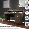 Festival Depot 53" Home Office Desk Writing Computer Desk Vintage Wood Style Laptop Table with Hutch and Sliding Track Drawers for Study Bedroom Workstation
