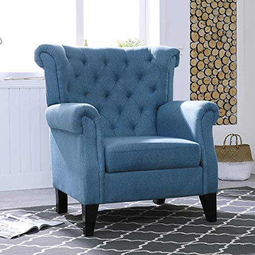 Festival Depot 1 Piece Indoor Modern Fabric Furniture Accent Arm Chair Single Sofa for Living Room Bedroom with Hand-Crafted Button Tufting Details and Thick Cushions,29.3" x 28.7" x 39.6"