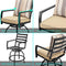 Festival Depot 5pcs Bar Bistro Outdoor Patio Furniture Set High Stool 360° Swivel Armrest Chairs with Comfort Cushion Square DPC Desktop Wood Grain Top Table Metal Steel Frame Leg All-Weather (Beige)