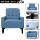 Festival Depot 2 pcs Indoor Modern Fabric Furniture Set Accent Armrest Chair Single Sofa for Living Room Bedroom with Hand-Crafted Button Tufting Detail and Deep Seat, 30.7" x 30.7" x 35", Blue