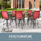 Festival Depot 9 Pcs Patio Dining Set Bar Height Stools Swivel Bistro Chairs with Armrest and Tempered Glass Top Table Metal Outdoor Furniture for Yard (Red)