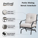 Festival Depot 4 pc Conversation Set Patio Outdoor ArmChairs Loveseat Set with Coffee Table Fabric Metal Frame Furniture Garden Bistro Seating Thick Soft Cushions