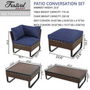 Festival Depot 11 Pcs Patio Conversation Sets Outdoor Furniture Sectional Sofa with All-Weather PE Rattan Wicker Chair,Loveseat Coffee Table and Thick Soft Removable Couch Cushions(Blue)