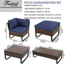 Festival Depot 9 Pcs Patio Outdoor Furniture Conversation Sets Sectional Sofa with All-Weather PE Rattan Wicker Chair,Loveseat Coffee Table and Soft Removable Couch Cushions(Blue)