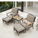 Festival Depot 5 Pieces Patio Outdoor Conversation Chairs Cushions Ottomans Set with Coffee Square Table Metal Frame Furniture Garden Bistro Seating Thick Soft Cushion (Grey)