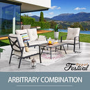 Festival Depot 4 Pcs Patio Bistro Sets Outdoor Arbitrary Combination Conversation Furniture with 1 Loveseat 2 Dining Armchairs and 1 Coffee Table for Bar Indoor Home Garden Pool Porch (Beige)