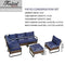 Festival Depot 6 Pieces Patio Outdoor Furniture Conversation Sets Sectional Corner Sofa, All-Weather PE Rattan Brown Wicker Back Chair with Ottoman and Thick Soft Removable Couch Cushions(Blue)