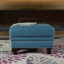Festival Depot 1 Piece Indoor Modern Fabric Rivet Furniture Ottoman for Living Room Bedroom with Tapered Legs, 26.6"(W) x 26.6"(D) x 18.3"(H)