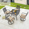 Festival Depot Patio Dining Set 5-Piece Outdoor Metal Furniture Set, 4 Swivel Chairs and 1 Square Dining Table with 1.61" Umbrella Hole for Porch Lawn Garden Balcony Pool Backyard, Black