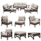 Festival Depot 12 Pcs Patio Outdoor Furniture Conversation Set Sectional Sofa with All-Weather Brown PE Rattan Wicker Back Chair, Ottoman, Coffee Table and Soft Thick Removable Couch Cushions
