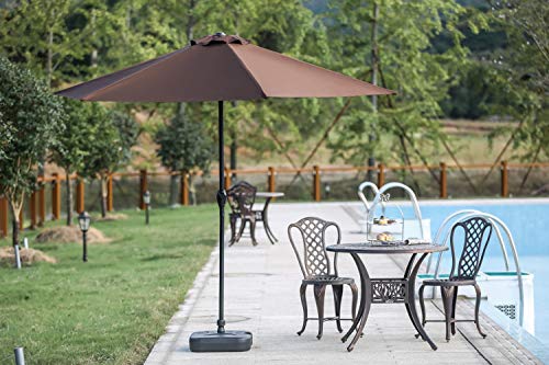 Festival Depot 9Ft Round Patio Umbrella Outdoor Market Table Umbrella with Hand Crank Open System Without Base or Stand for Deck Porch Pool Balcony