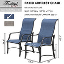 Festival Depot 4 Piece Patio Armrest Dining Chair Set with Breathable Textilene Fabric and Metal Frame Outdoor Furniture for Deck Poolside Garden Lawn Porch (Blue)