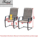 Festival Depot Outdoor Dining Chairs Set of Patio Armchairs with Textilene Fabric and High Back All Weather Metal Furniture for Backyard Deck Garden