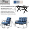 Festival Depot 4 pc Conversation Set Patio Outdoor ArmChairs Loveseat Set with Coffee Table Fabric Metal Frame Furniture Garden Bistro Seating Thick Soft Cushions