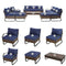 Festival Depot 11 Pcs Patio Conversation Sets Outdoor Furniture Sectional Sofa with All-Weather PE Rattan Wicker Chair,Loveseat Coffee Table and Thick Soft Removable Couch Cushions(Blue)