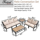 Festival Depot 7Pcs Patio Conversation Set Sectional Chair with Cushions and Side Coffee Table All Weather Outdoor Furniture for Deck Poolside Garden, Beige