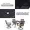 Festival Depot Patio Dining Set 5-Piece Outdoor Metal Furniture Set, 4 Swivel Chairs and 1 Square Dining Table with 1.61" Umbrella Hole for Porch Lawn Garden Balcony Pool Backyard, Black