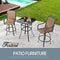 Festival Depot 3pcs Patio Set Bar Height Stools Bistro Swivel Chairs and Square Tempered Glass Top Table Outdoor Furniture