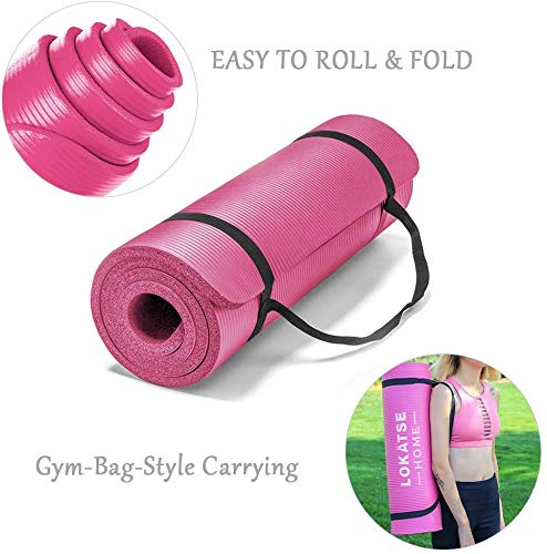 Sports Festival Non Slip Thick Yoga Mat Men Women Exercise Mat for Home Floor Gym of Workout with Carry Strap 72x24.4x2/5 Inches