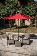 Festival Depot 9Ft Round Patio Umbrella Outdoor Market Table Umbrella with Hand Crank Open System Without Base or Stand for Deck Porch Pool Balcony