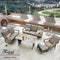 Festival Depot Patio Dining Table Rectangle Wicker Table in Metal Frame with Woven Rattan Outdoor Furniture for Deck Garden Poolside