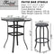 Sports Festival 5 Pcs Patio Bistro Height Set 4 Outdoor Furniture, Backless Bar Stool Chair with Round Seat, Foot Pedals and 40" Tempered Glass Desktop Metal Frame Steel Square Table for Deck Porch