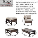 Festival Depot 4 Pieces Patio Furniture Set All-Weather Rattan Wicker Metal Frame Sofa Chair Outdoor Conversation Set Sectional Corner Couch with Cushions and Coffee Table for Deck Poolside