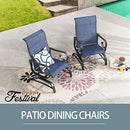 Festival Depot Patio Dining Chairs Set of 2 Outdoor Armchair Furniture with High Textilene Back and Metal Frame for Backyard Porch Lawn Deck Garden•_öBlue