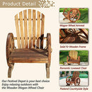 Festival Depot Outdoor Patio Furniture Wagon Adirondack Chair with Wheel Armrest Outside Seating Wooden Armchair for Garden Lawn Porch Backyard Poolside