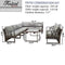 Festival Depot 9pcs Outdoor Furniture Patio Conversation Set Sectional Corner Sofa Chairs All Weather Brown Rattan Wicker Slatted Coffee Table with Grey Thick Seat Back Cushions, Black