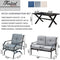 Festival Depot 4 pc Conversation Set Patio Outdoor ArmChairs Loveseat Set with Coffee Table Fabric Metal Frame Furniture Garden Bistro Seating Thick Soft Cushions